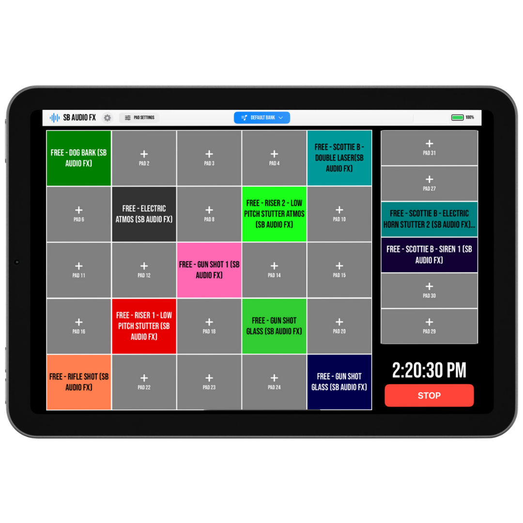 SB Audio FX soundboard on iPad